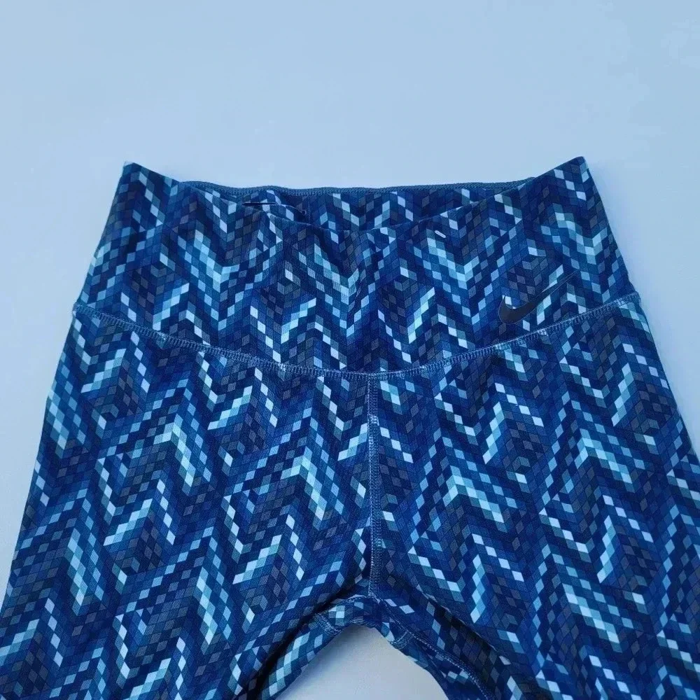 Nike Legging Womens XS Blue Crop Compression Athletic Pants Dri Fit Stretch Mesh